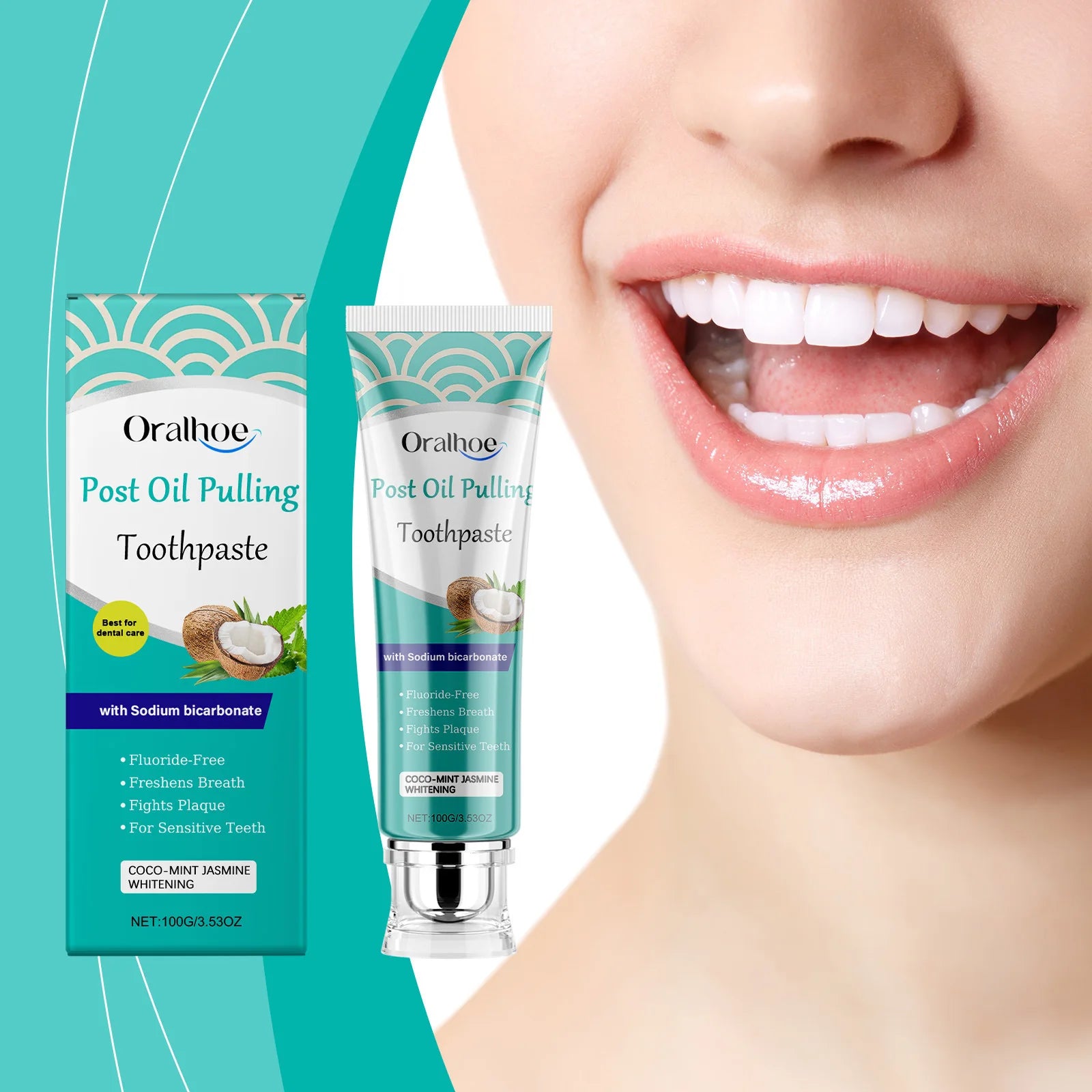 Oralhoe 100g Coconut Oil Whitening Tooth Toothpaste