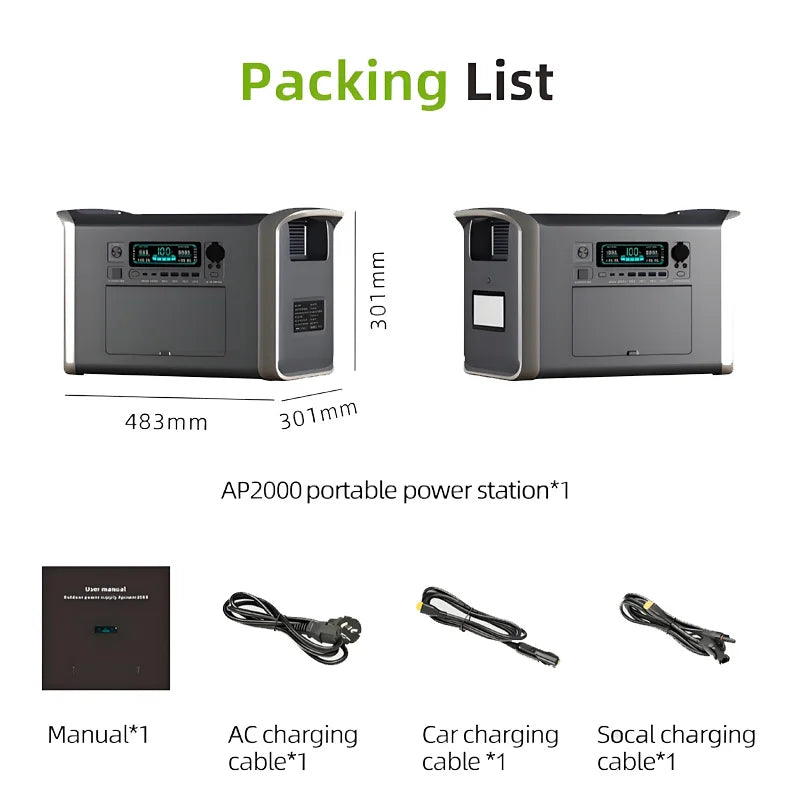 2048WH 2400W  640000mAh Portable Power Station