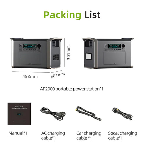2048WH 2400W  640000mAh Portable Power Station