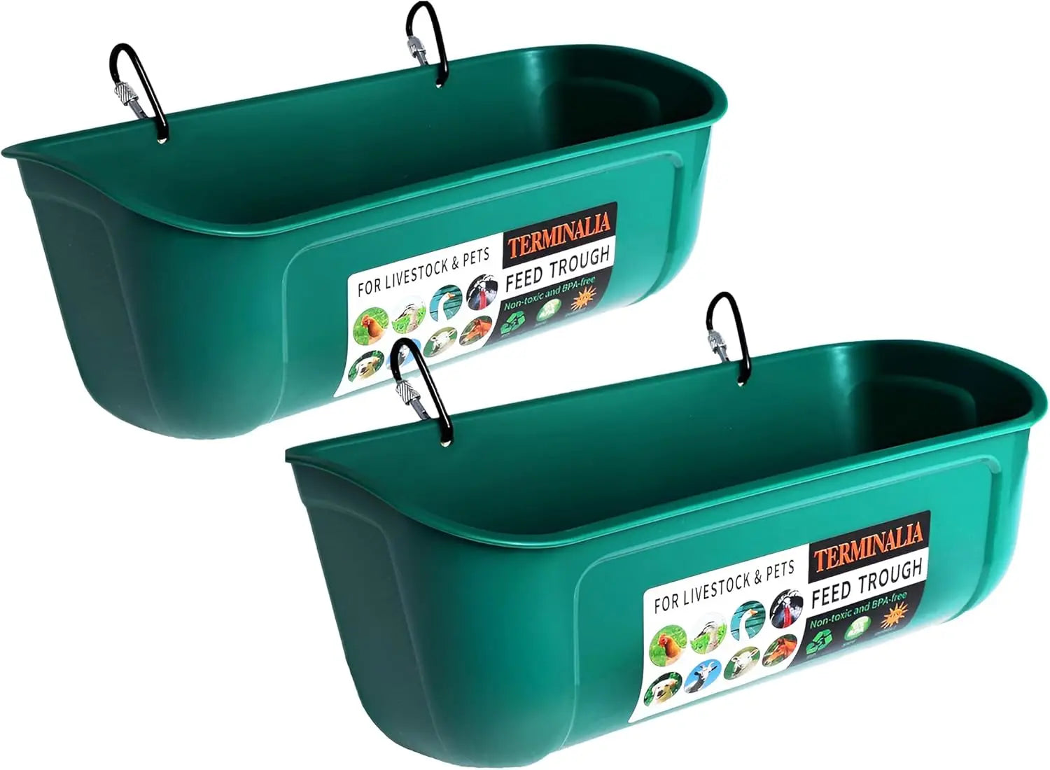 2 Pack Green Poultry Feeder with Clips