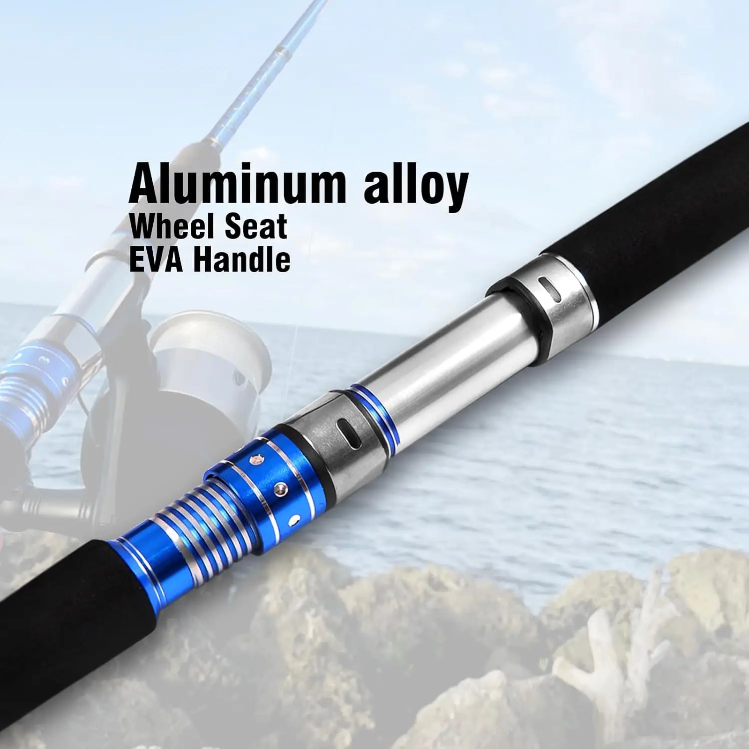 2-Piece 7ft Saltwater Spinning Fishing Rod Graphite Portable Travel Rod