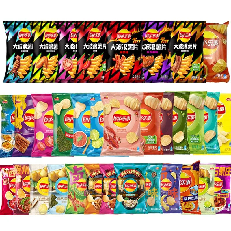 Lay's Potato Chips，Wave Chips 2.29/2.47oz(65/70g)*5 Packs