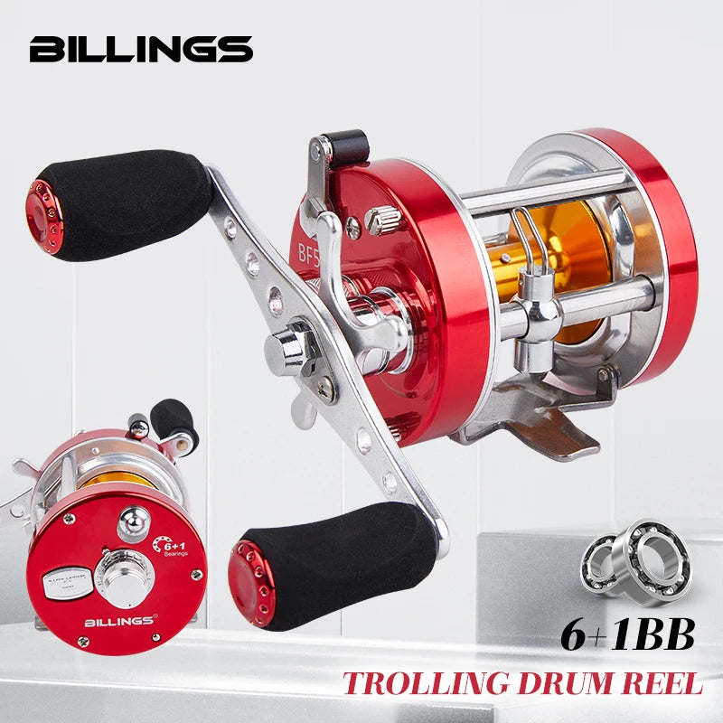 BILLINGS Trolling Drum Fishing Reels,20LB MaxDrag,