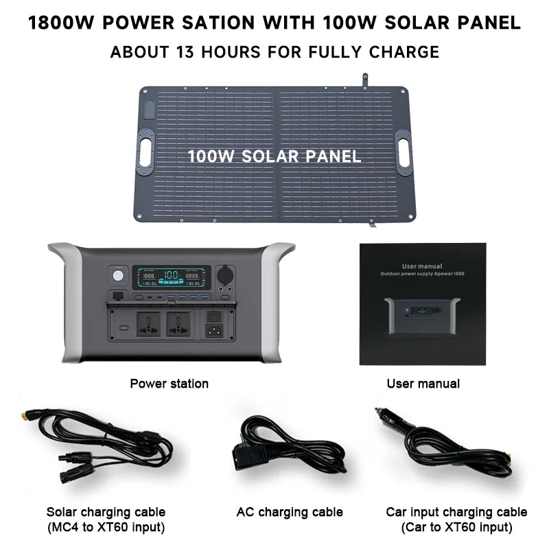 Camping Portable Power Station Solar Generator 1000W 2000W