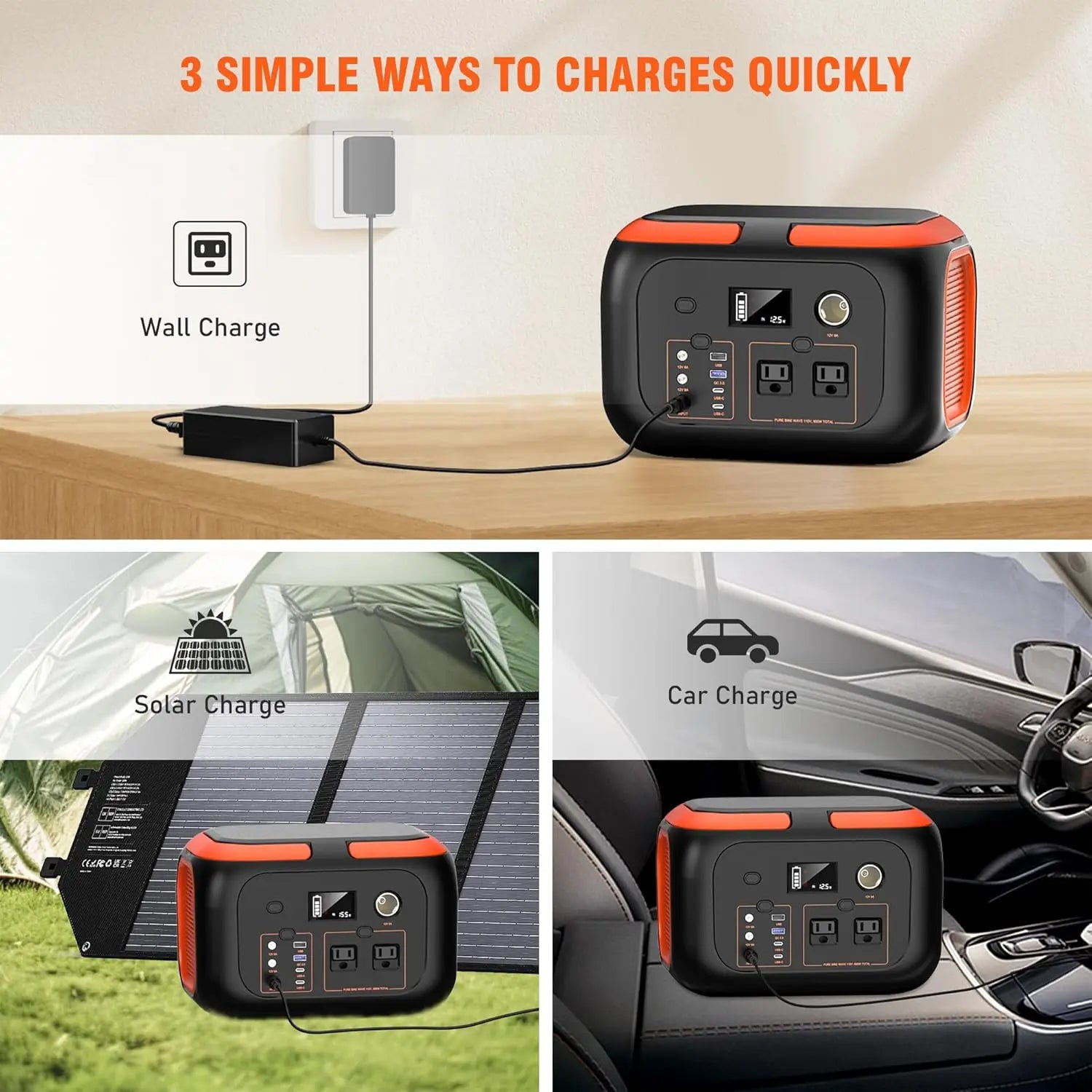 Portable Power Station 600W 296Wh/80000mAh