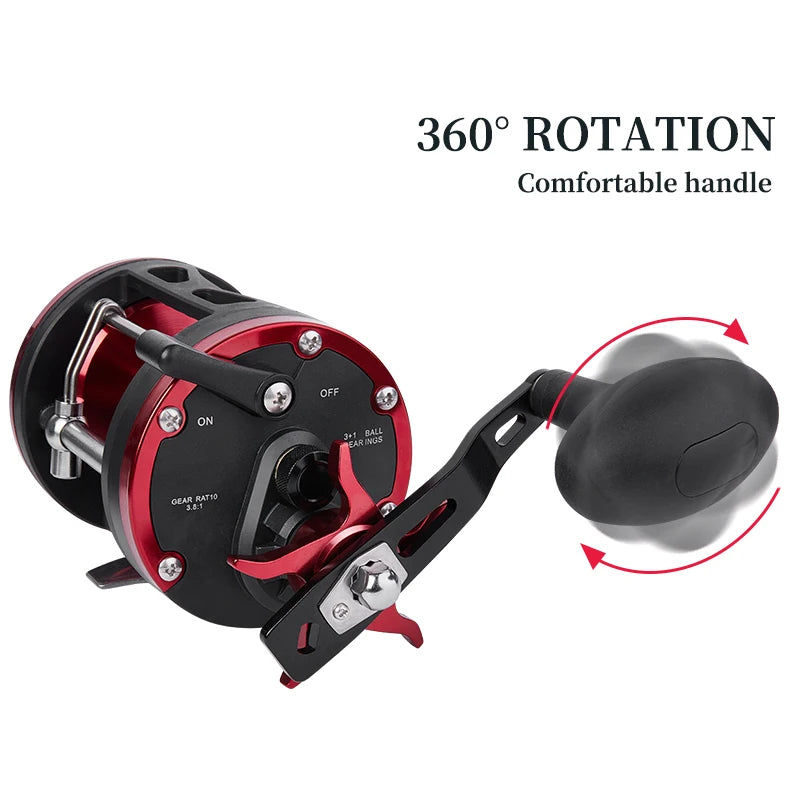 BILLINGS Trolling Drum Reel 33LB Max Drag 3.8:1 Gear Ratio Smooth Fresh Saltwater Fishing Reels for Sea Bass Catfish  Grouper Trout