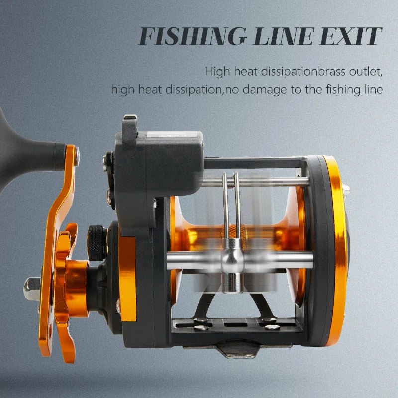 BILLINGS Level Wind Trolling Reel,15KG Max Drag 3.8:1 Gear Ratio Conventional Drum Fishing Reel, Smooth Powerful Saltwater Fishing Reel for Grouper Sea Bass Big Game Fishing