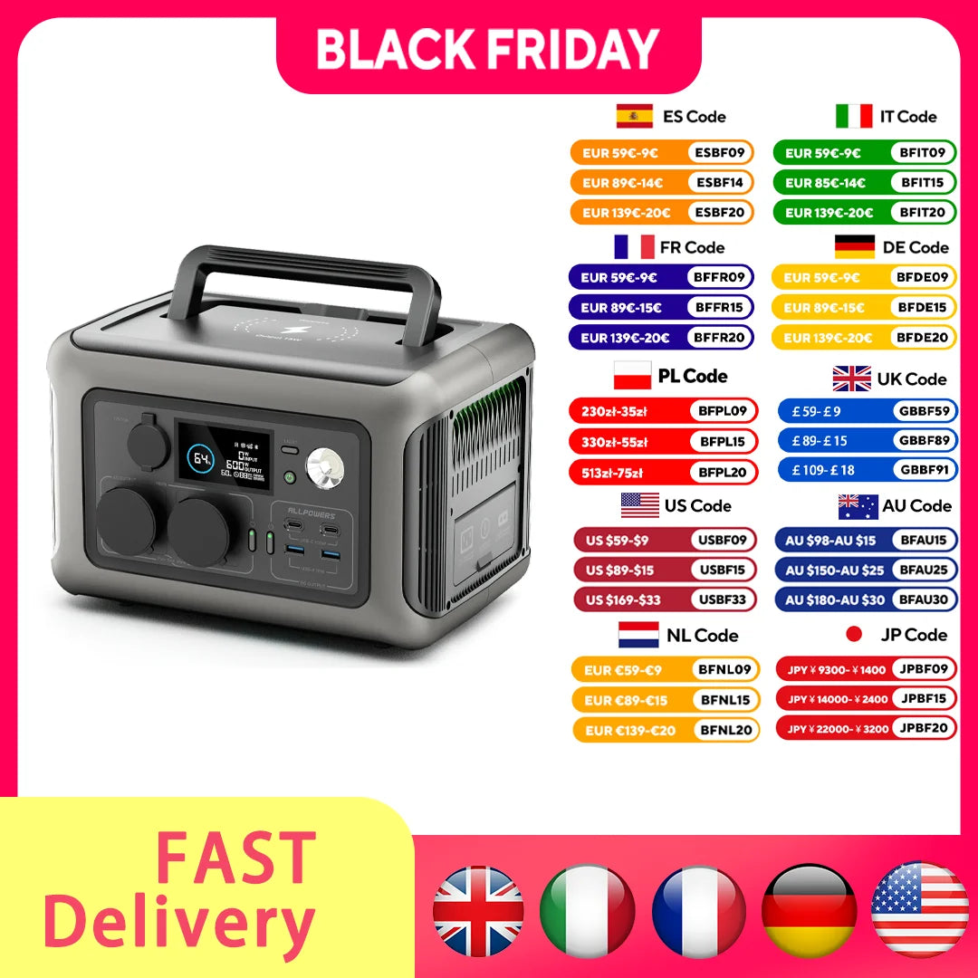 ALLPOWERS Portable Power Station R600 LiFeP04 Battery