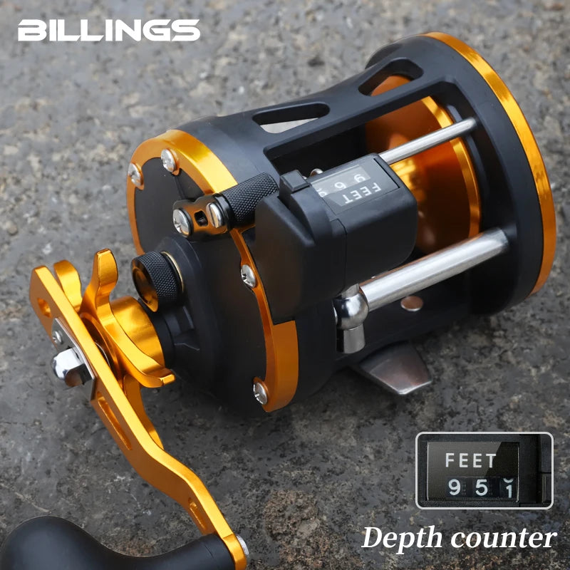 BILLINGS Level Wind Trolling Reel,15KG Max Drag