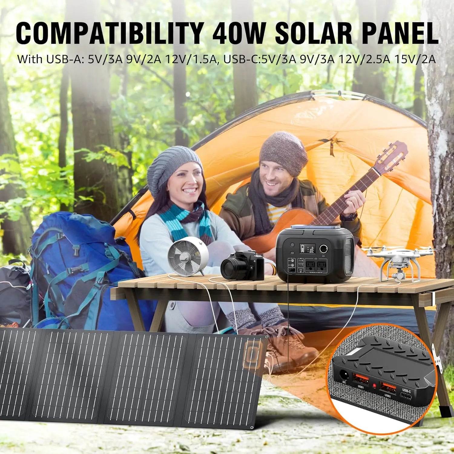 300W 260Wh Portable Power Station with Solar Panels