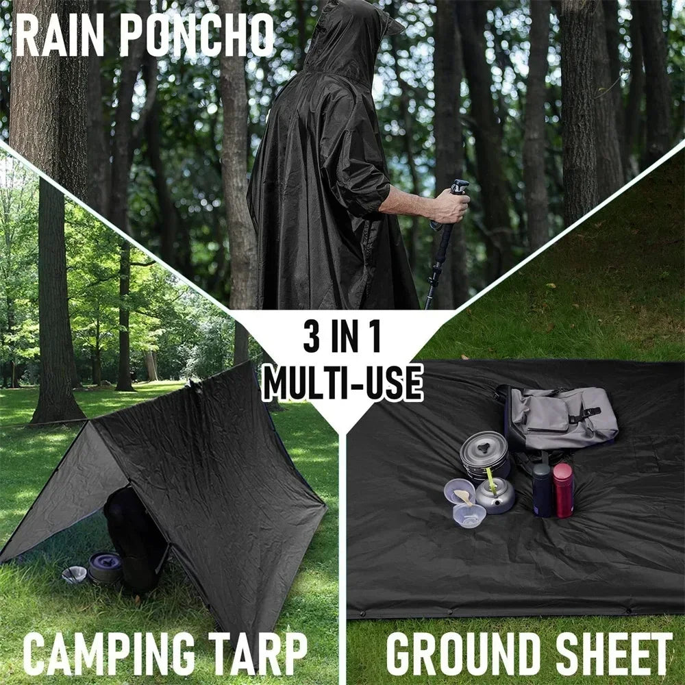 3 In 1 Outdoor Military Raincoat Poncho With Hood