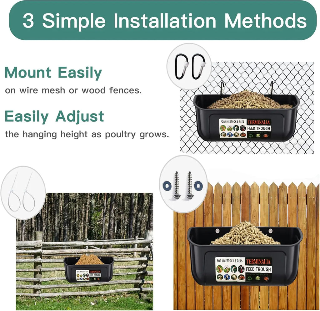 2 Pack Green Poultry Feeder with Clips
