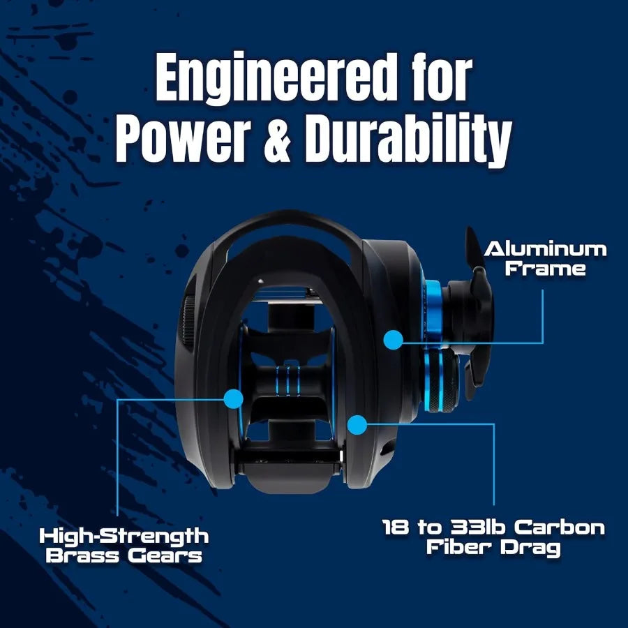 ProSpin Baitcasting Fishing Reel with Aluminum Frame and 6.8:1 Gear Ratio for Enhanced Casting Precision and Smooth Retrieval F