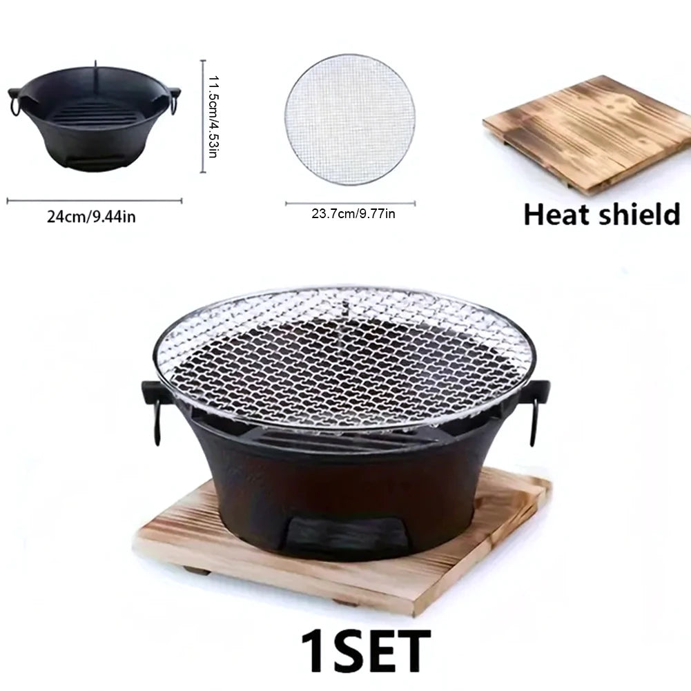 Stainless Steel Round Barbecue Grill Portable Camping