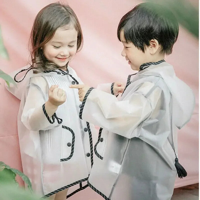 Kids Raincoat Waterproof Rain Poncho Clear