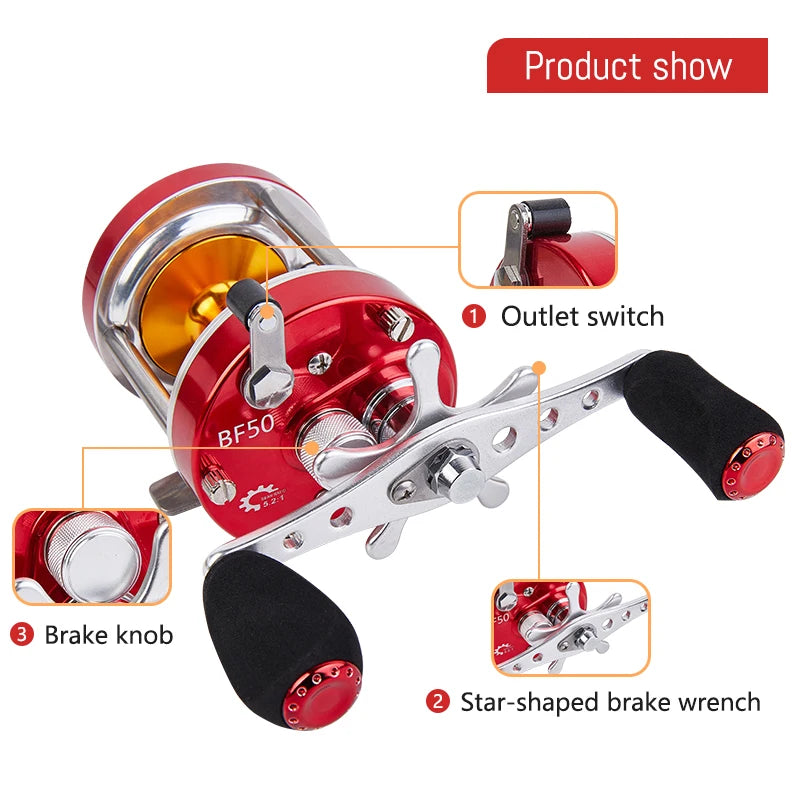 BILLINGS Trolling Drum Fishing Reels,20LB MaxDrag,