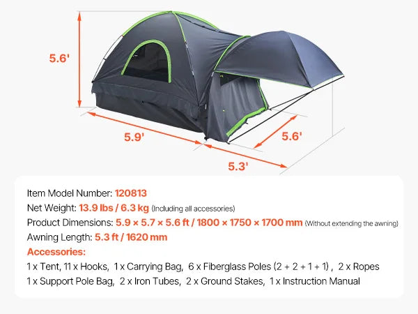 SucceBuy Pickup Truck Tent for Camping Waterproof