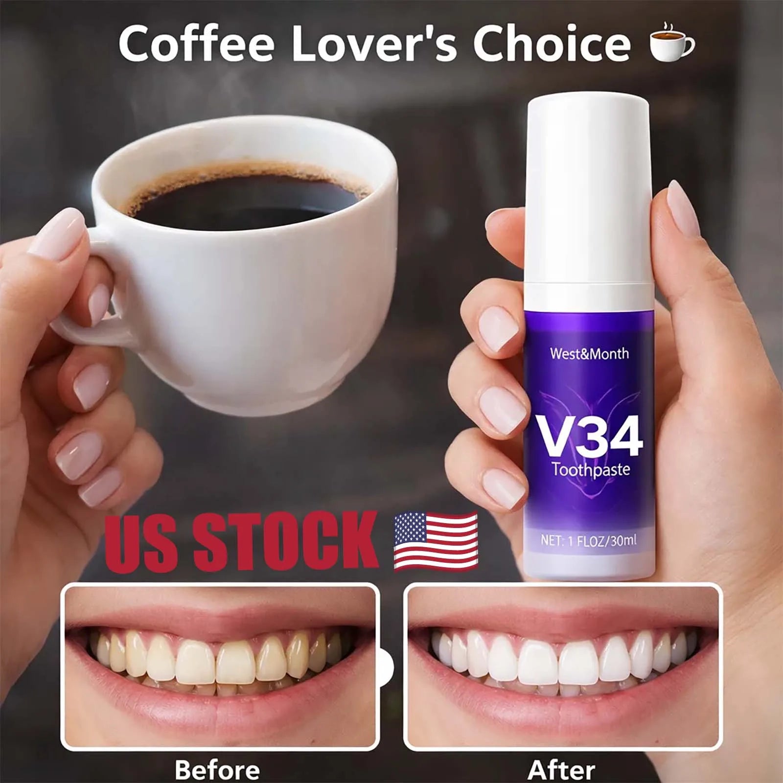 V34 Teeth Whitening Mousse Toothpaste Dental Care