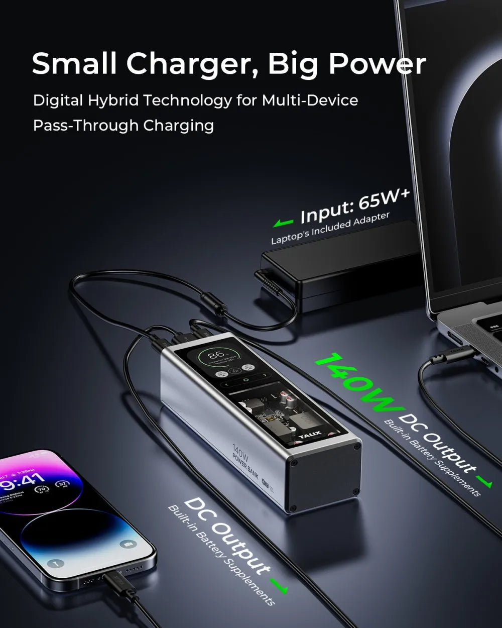 TALIX 140W Power Bank 20000mAh battery Laptop Portable