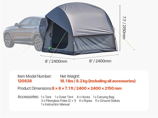 SucceBuy SUV Tent for Camping Waterproof