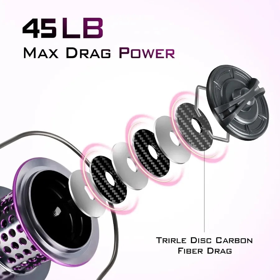 Saltwater Spinning Reel 10000 Surf Fishing Reels Saltwater13 +1 BB 45LB Max Drag Ultra Smooth Heavy Duty Reel with CNC Aluminum