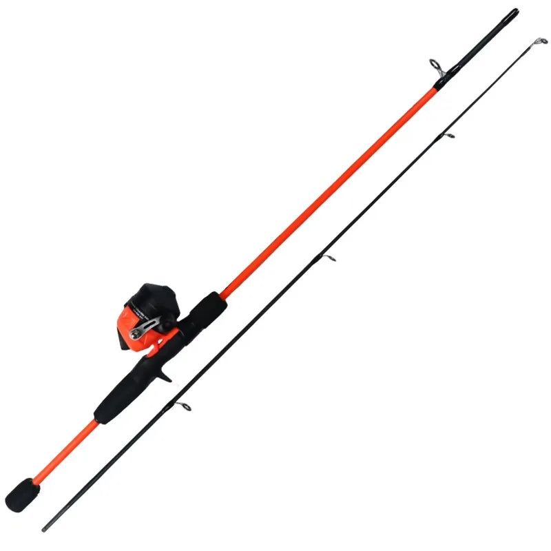 Wayfarer Fiberglass Spincast Fishing Rod and Reel Combo for Adults, 5' 6", Orange, 2 Pieces