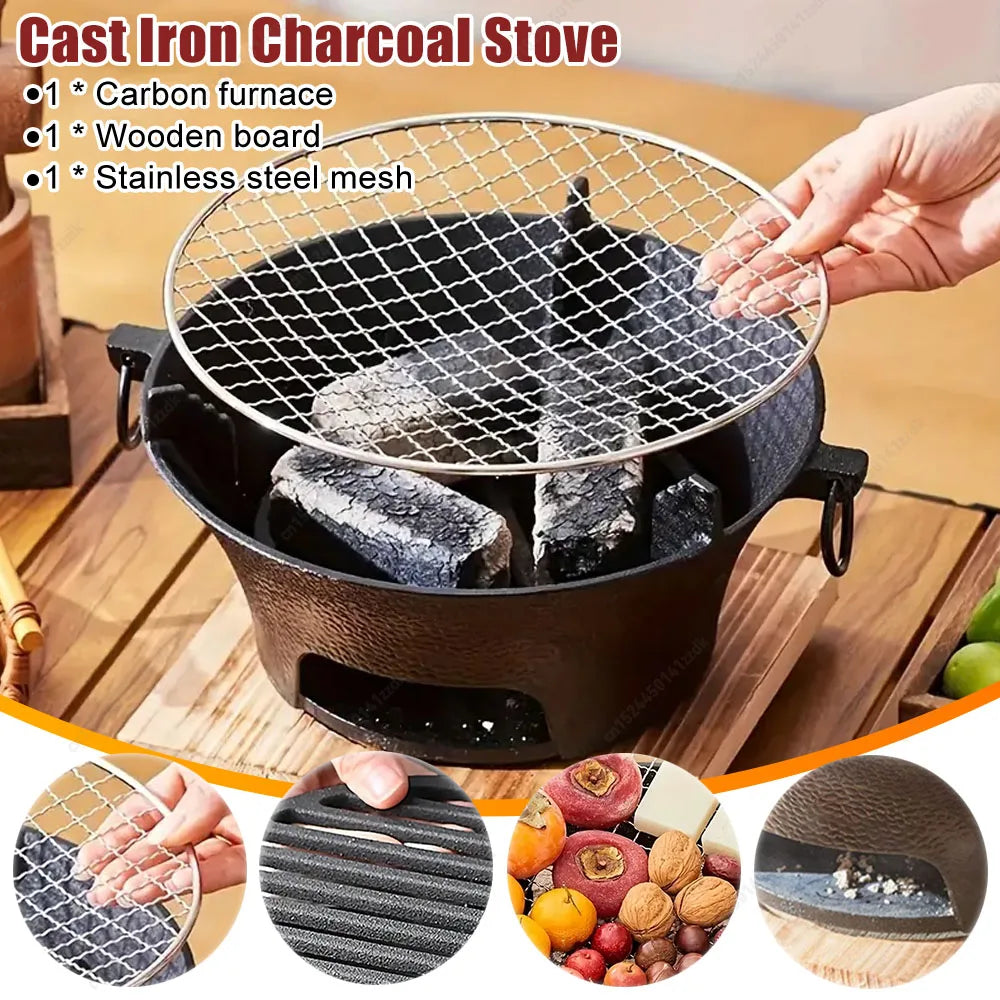 Stainless Steel Round Barbecue Grill Portable Camping