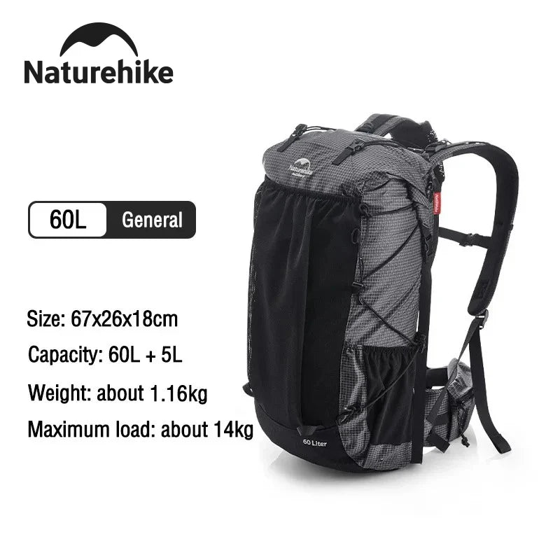 Naturehike Outdoor Mountain Backpack 60+5L Waterproof