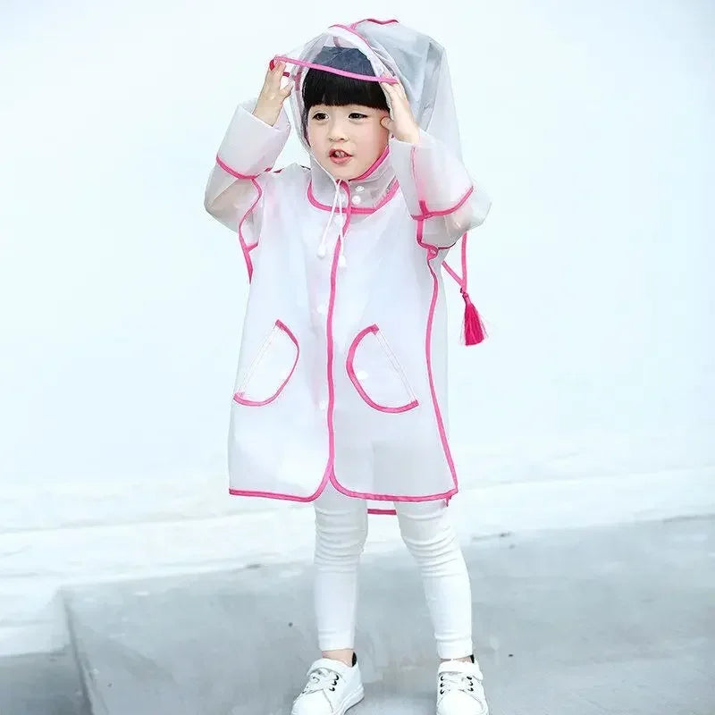 Kids Raincoat Waterproof Rain Poncho Clear