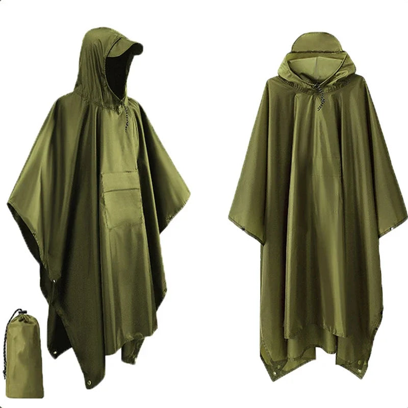 3 In 1 Outdoor Military Raincoat Poncho With Hood