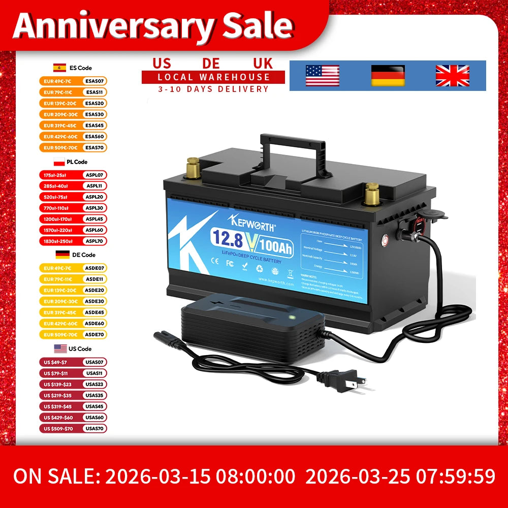 KEPWORTH 12V 100Ah Lithium Iron Phosphate Battery
