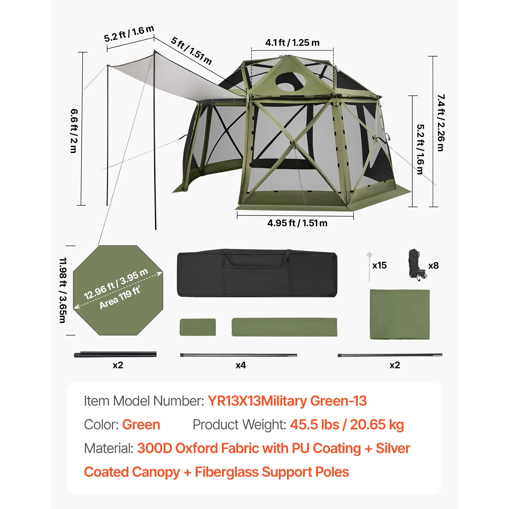 SucceBuy Pop up Gazebo Screen Tent Large Camping Canopy