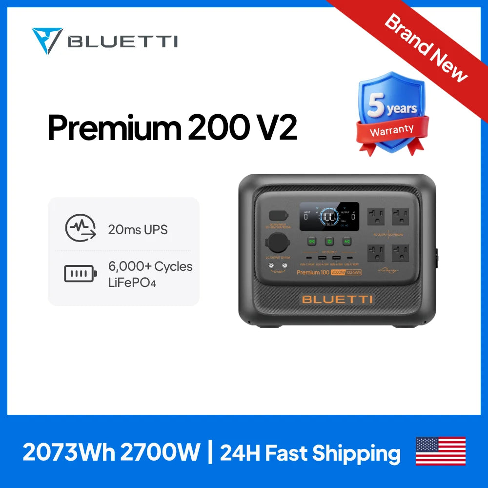 BLUETTI Premium 200 V2 | 2700W 2073.6Wh Portable Power Station