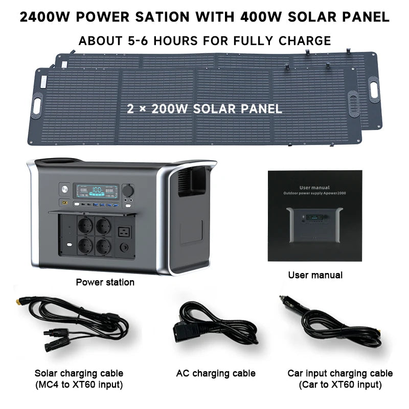 Camping Portable Power Station Solar Generator 1000W 2000W