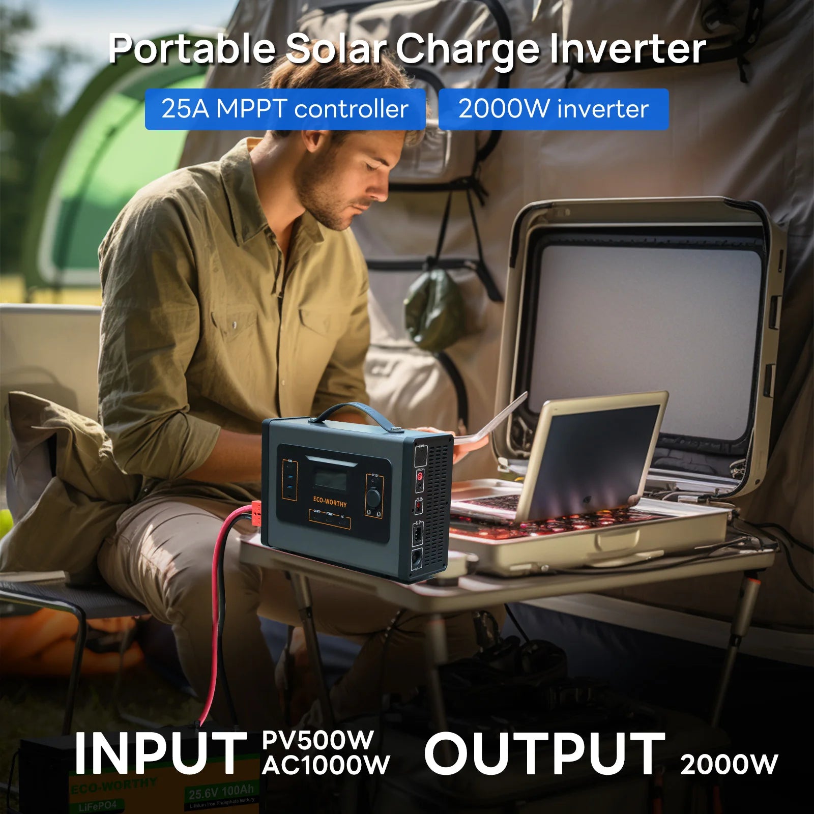 ECO-WORTHY 2000W Portable Inverter Charger 25A