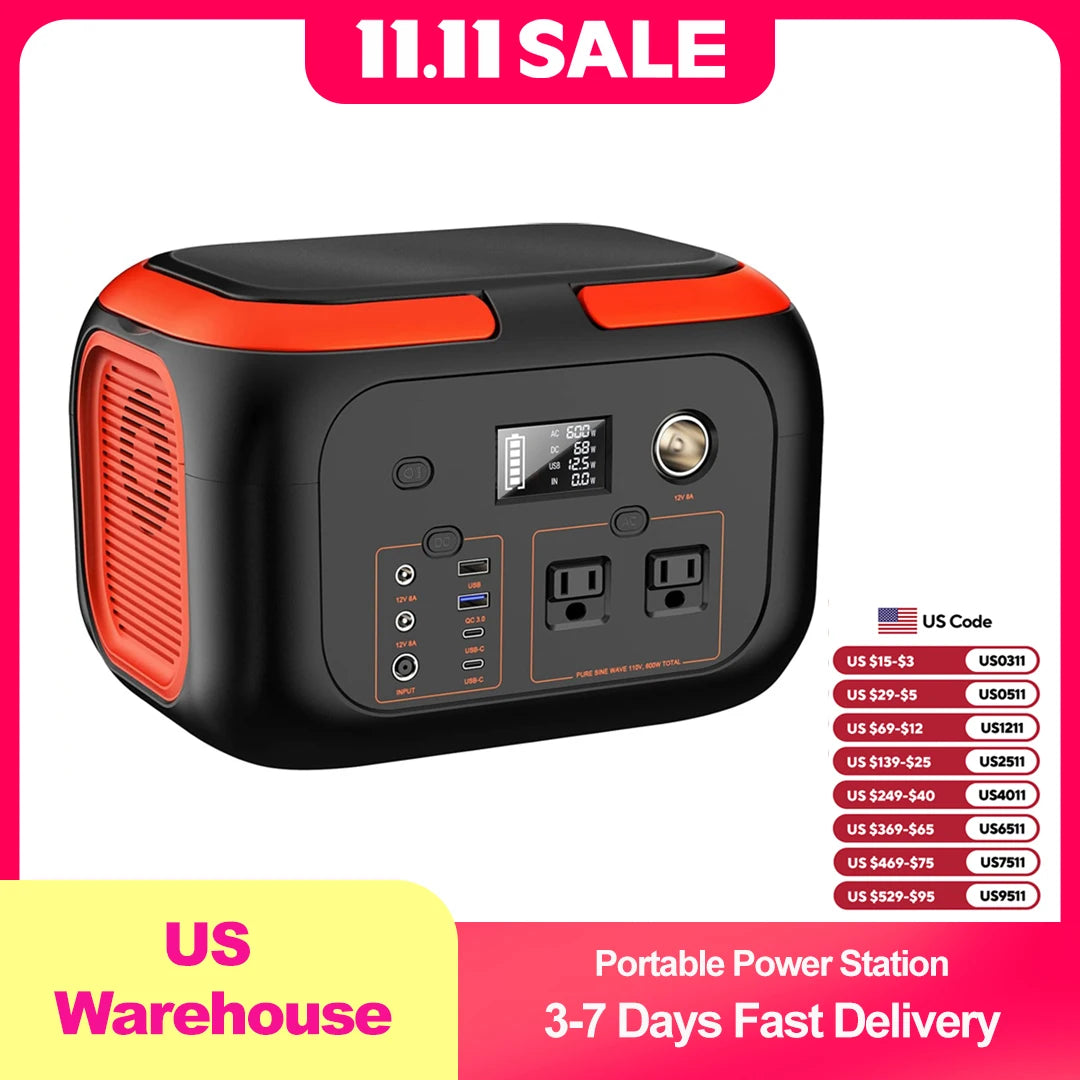 Portable Power Station 600W 296Wh/80000mAh