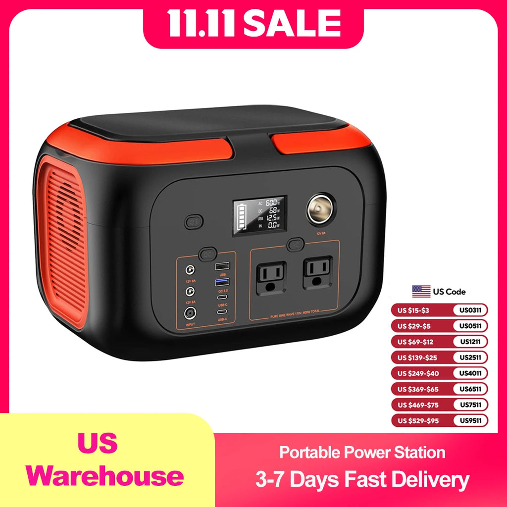 Portable Power Station 600W 296Wh/80000mAh