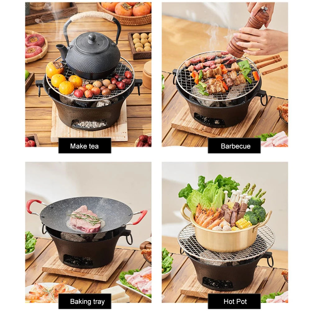 Stainless Steel Round Barbecue Grill Portable Camping