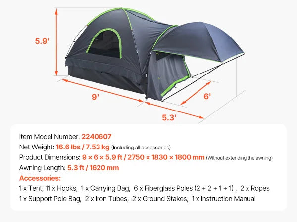 SucceBuy Pickup Truck Tent for Camping Waterproof