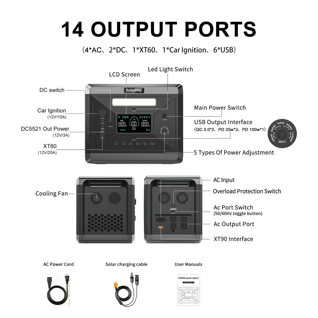 SOLARPLAY Q2501 Portable Power Station 2160WH