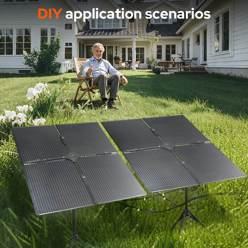 DOKIO 400W Portable Detachable & Adjustable Angle Blade Solar Panel Kit (8x50W) for Camping, Patio, Travel