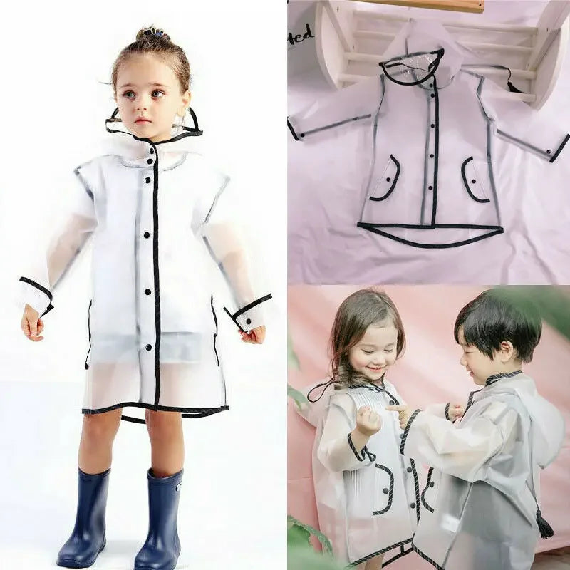 Kids Raincoat Waterproof Rain Poncho Clear