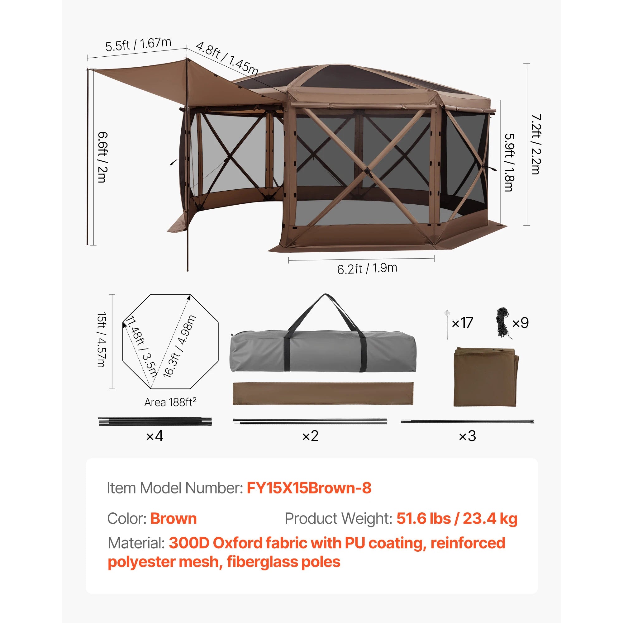 SucceBuy Pop up Gazebo Screen Tent Large Camping Canopy