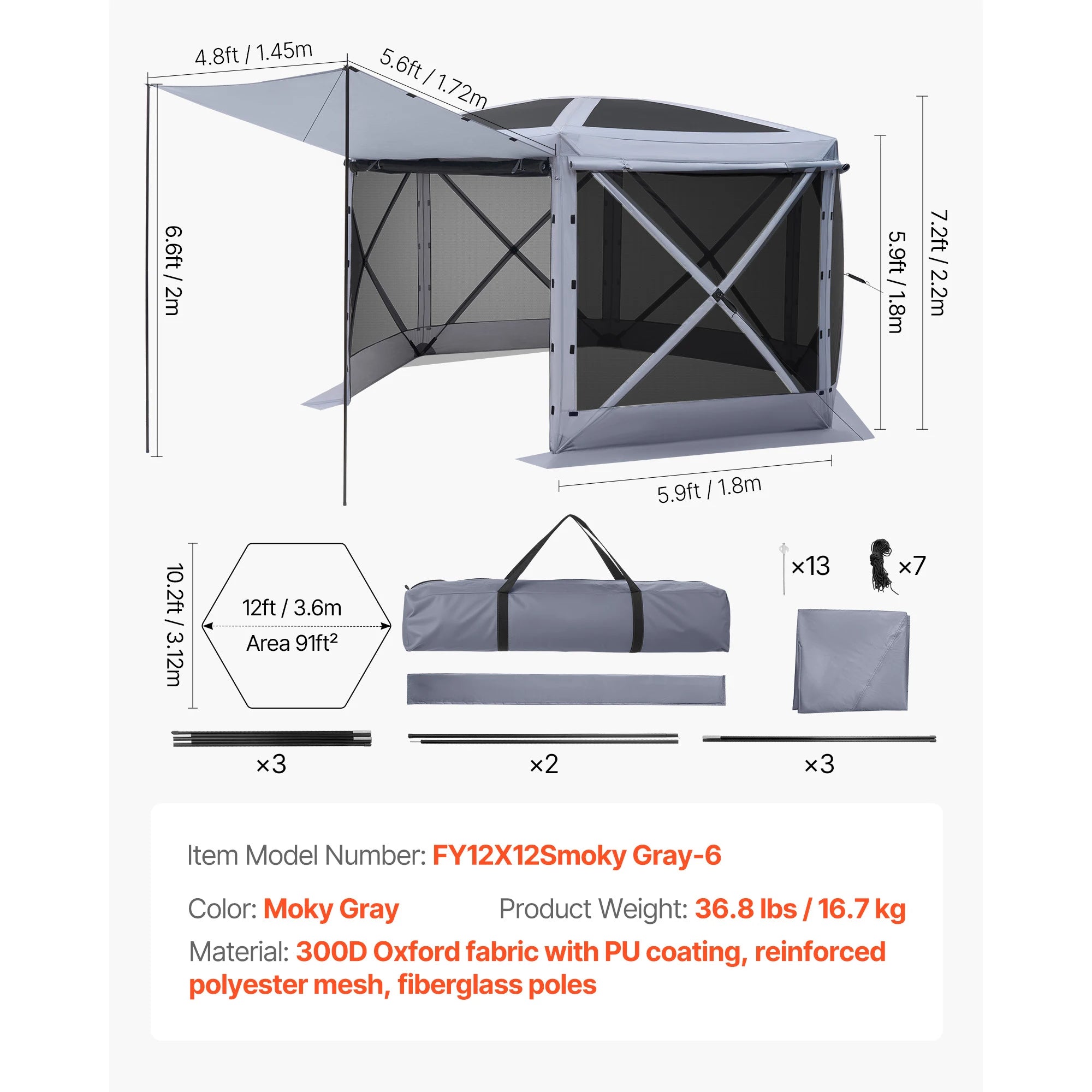 SucceBuy Pop up Gazebo Screen Tent Large Camping Canopy