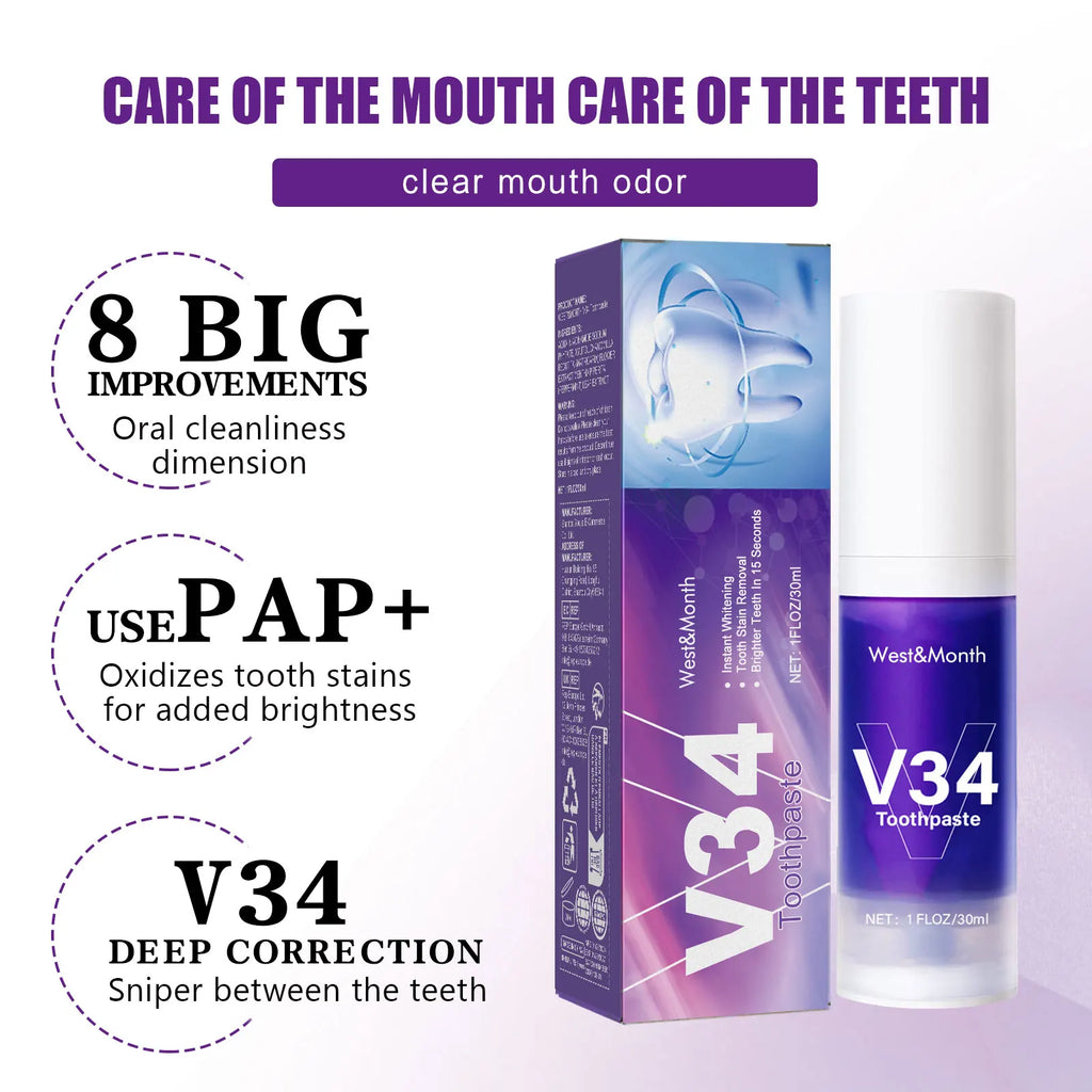 V34 Teeth Whitening Mousse Toothpaste Dental Care