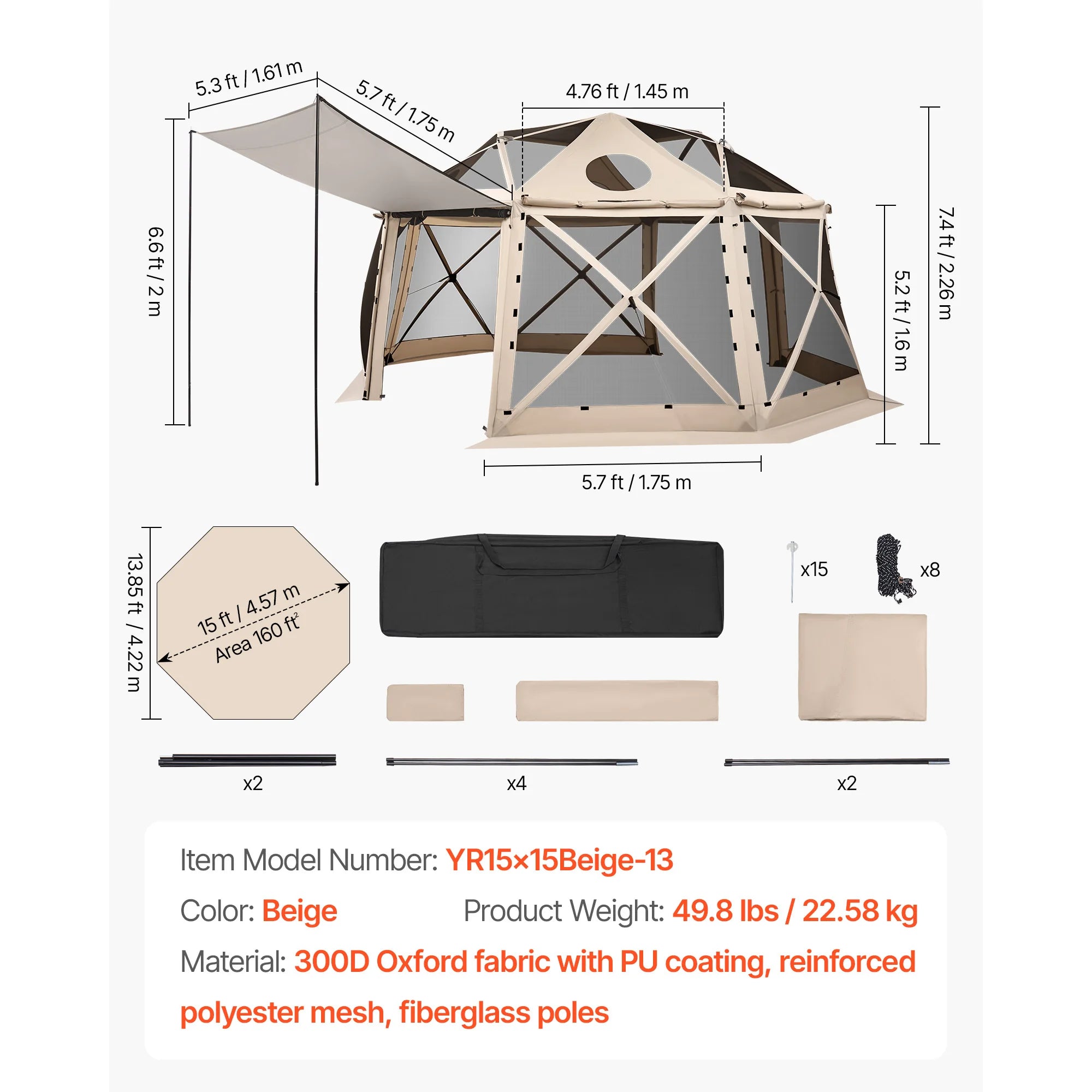 SucceBuy Pop up Gazebo Screen Tent Large Camping Canopy