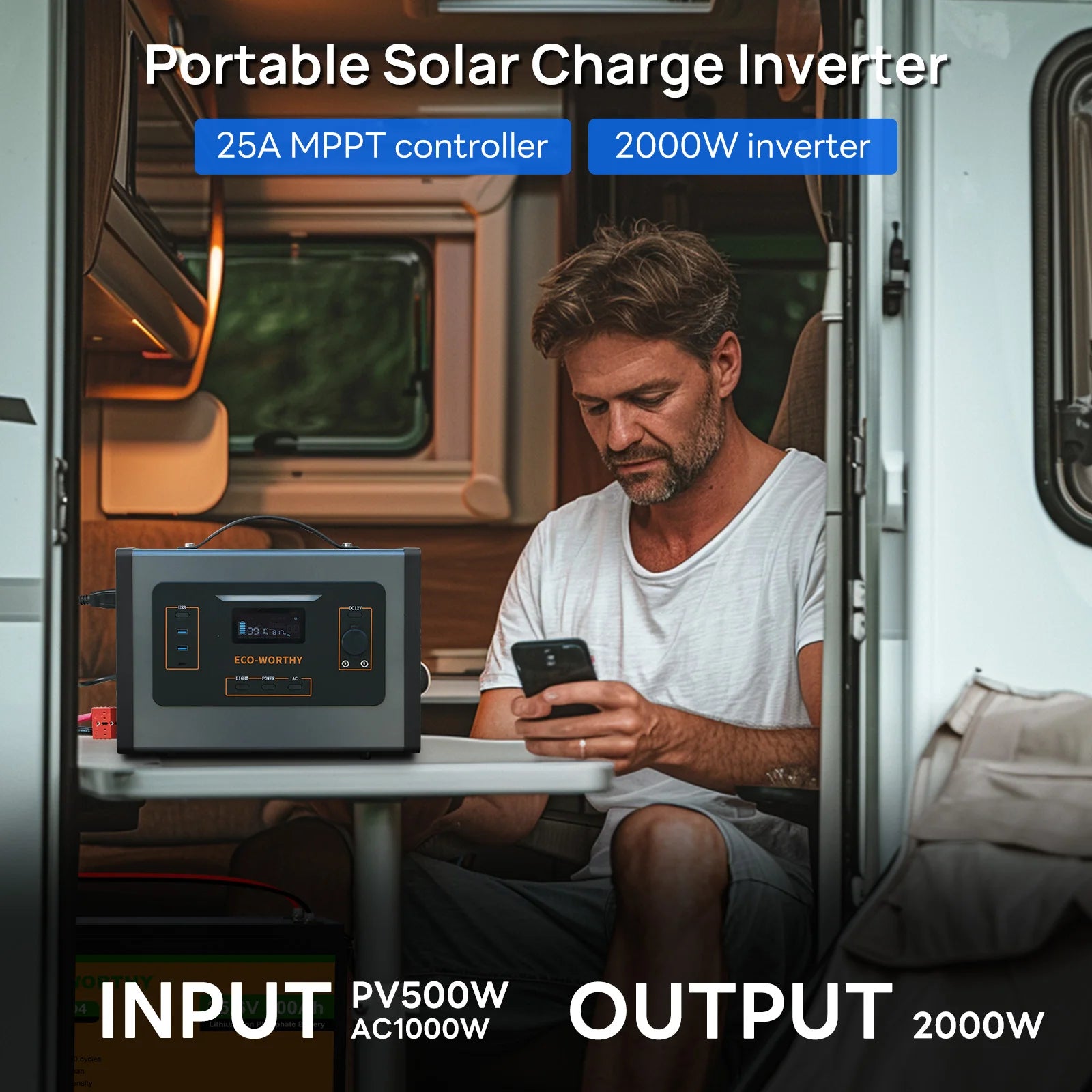 ECO-WORTHY 2000W Portable Inverter Charger 25A