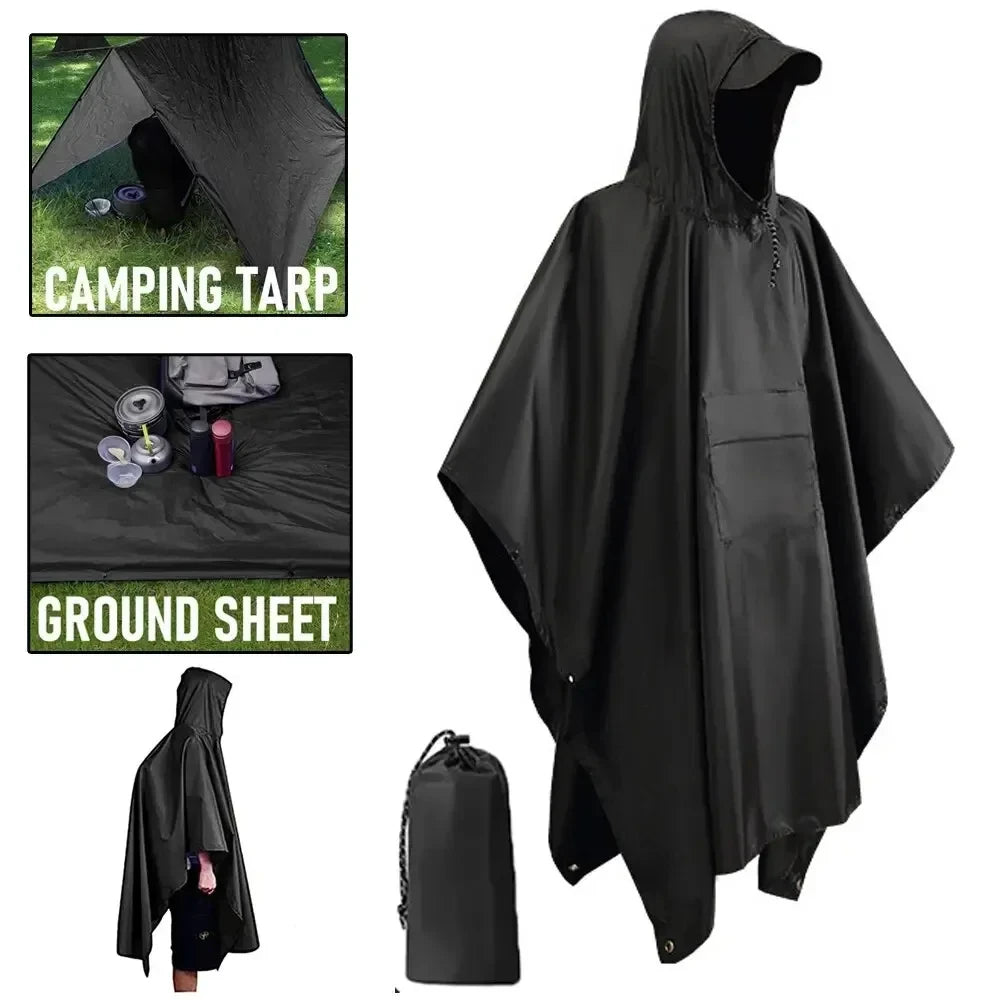 3 In 1 Outdoor Military Raincoat Poncho With Hood