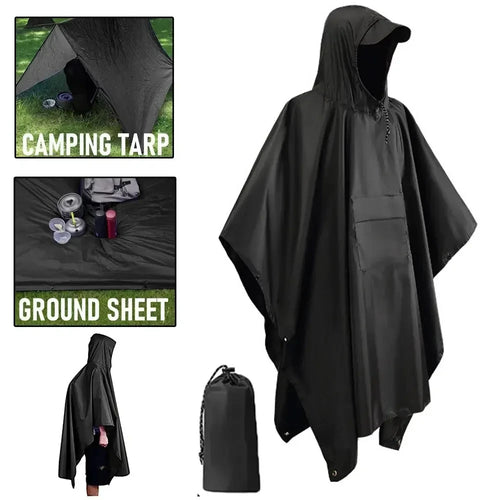 3 In 1 Outdoor Military Raincoat Poncho With Hood