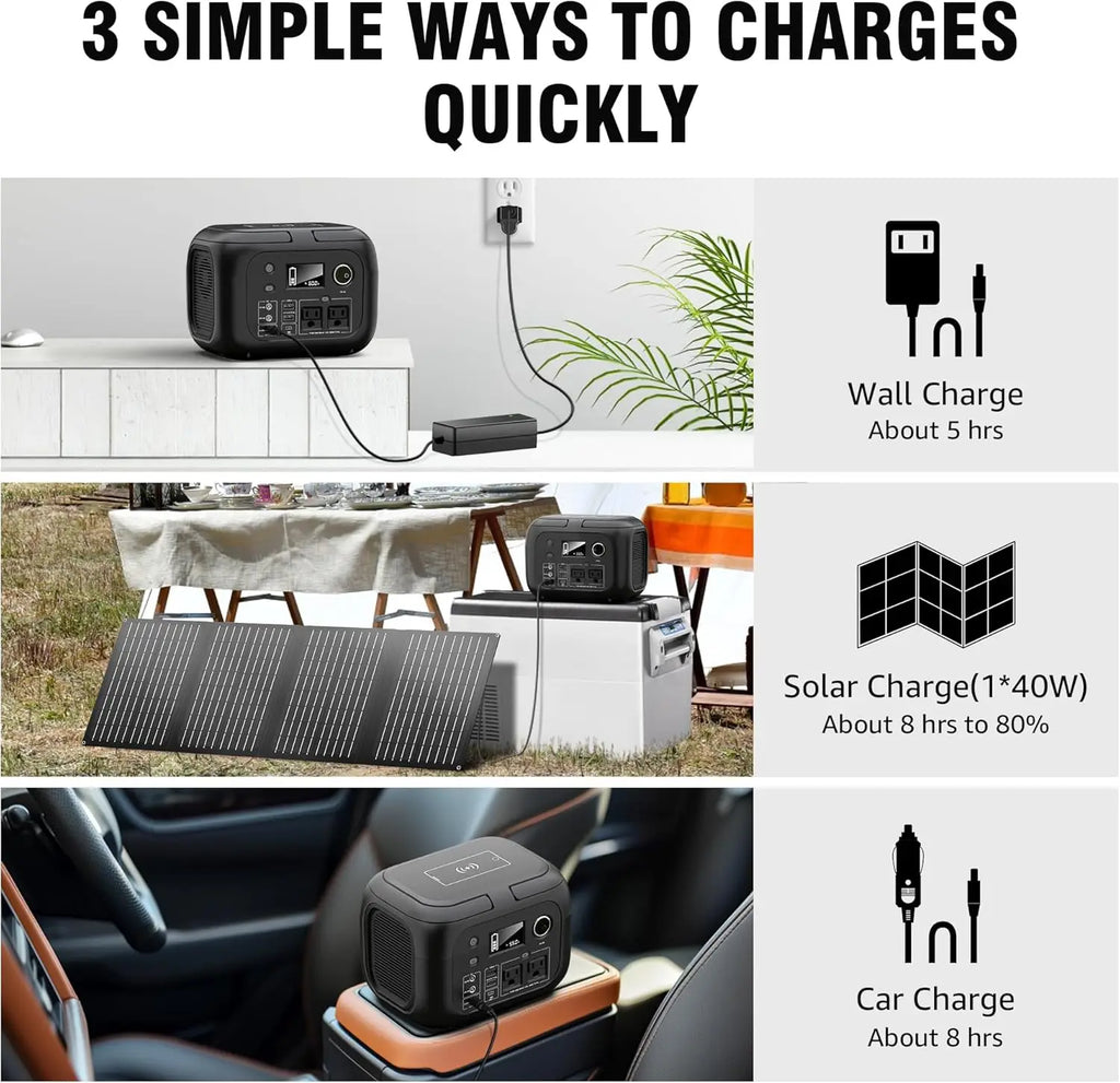 300W 260Wh Portable Power Station with Solar Panels